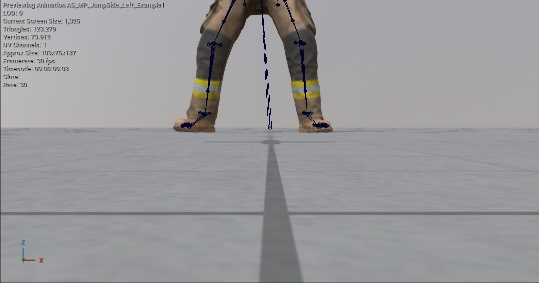 After: the feet sit flat on the ground plane