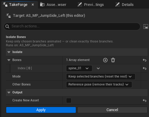 The Isolate Bones dialog with both clavicles selected